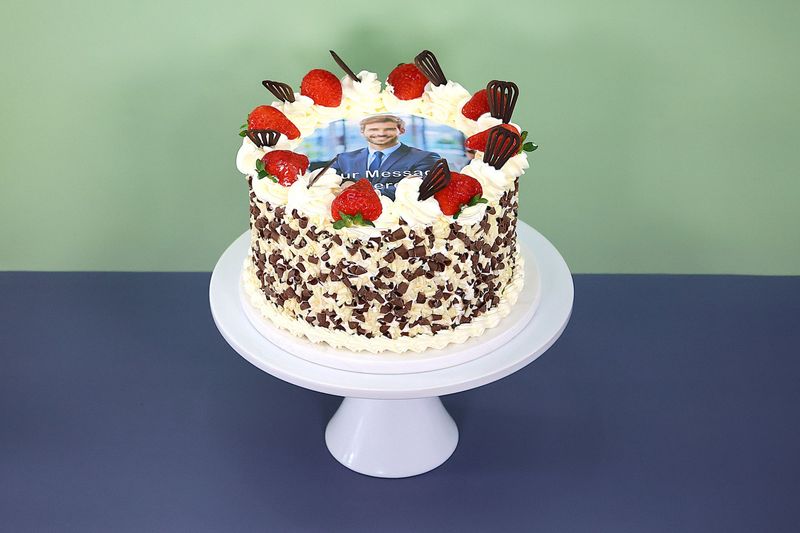 Strawberry & chocolate curls  Photo Birthday Cake