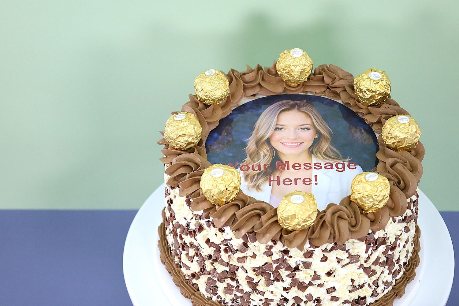 Luxury Fererro Toppings  Photo Birthday Cake