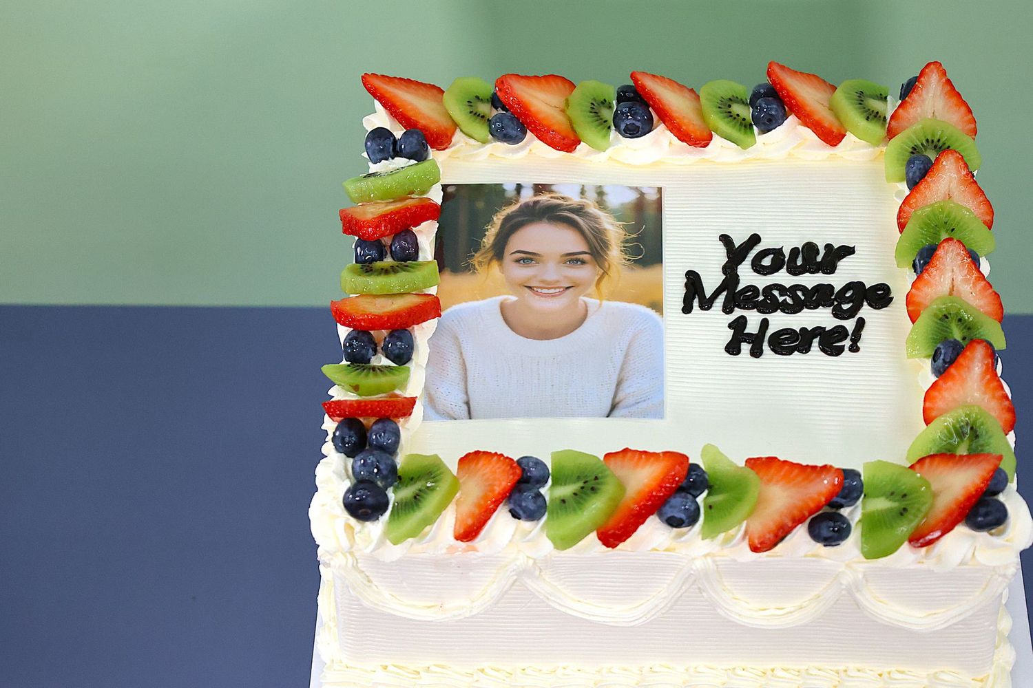 Fresh Fruit Photo Birthday Cake
