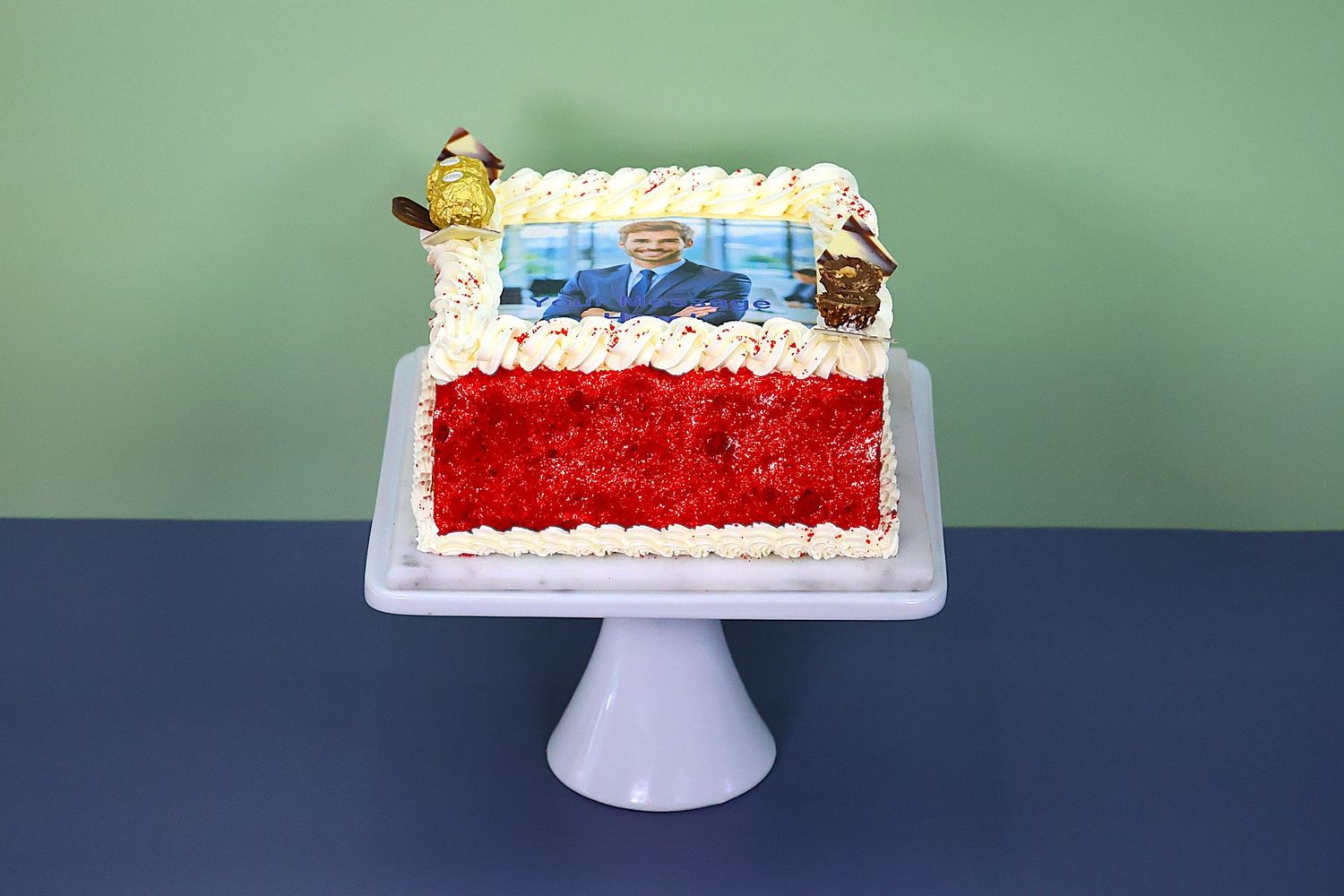 Luxury Ferrero Toppings Red velvet Photo Cake