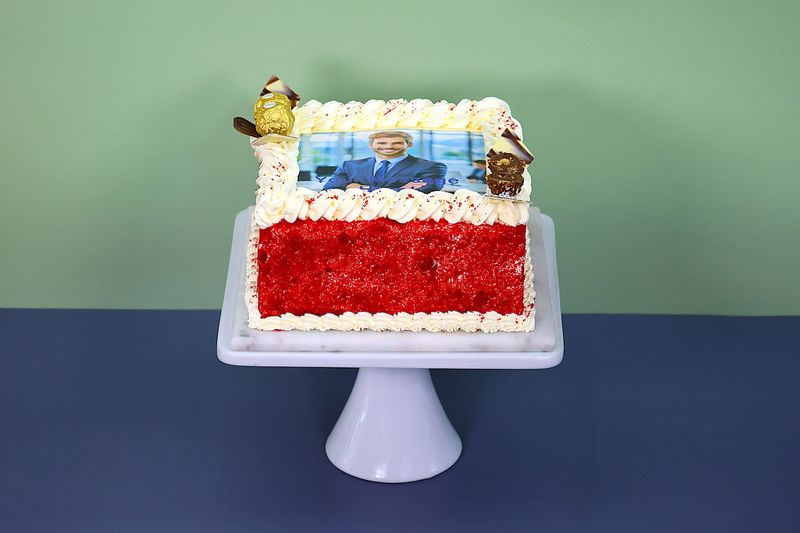 Luxury Ferrero Toppings Red velvet Photo Cake
