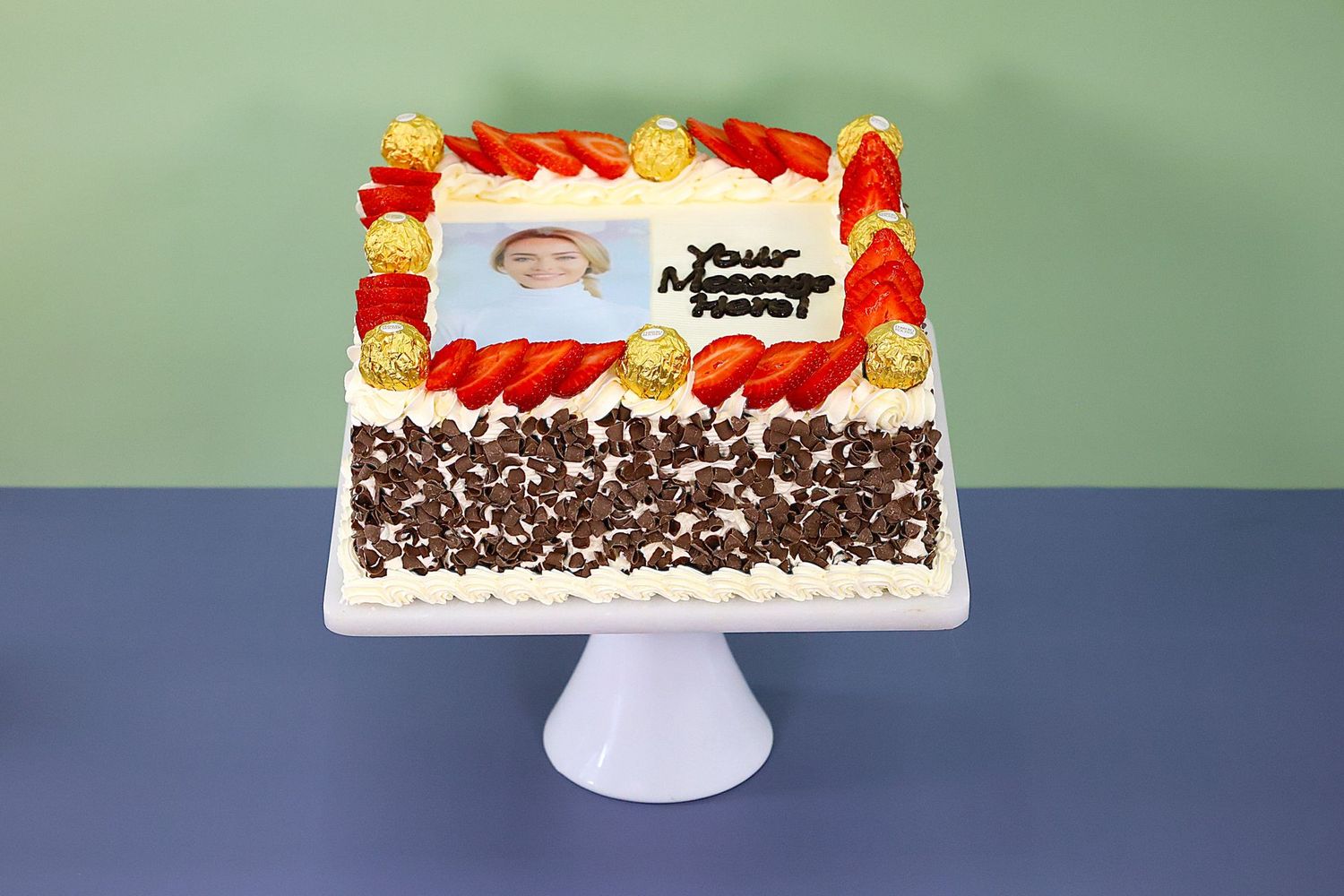 Ferrero & Strawberry Topping Photo Birthday Cake P445
