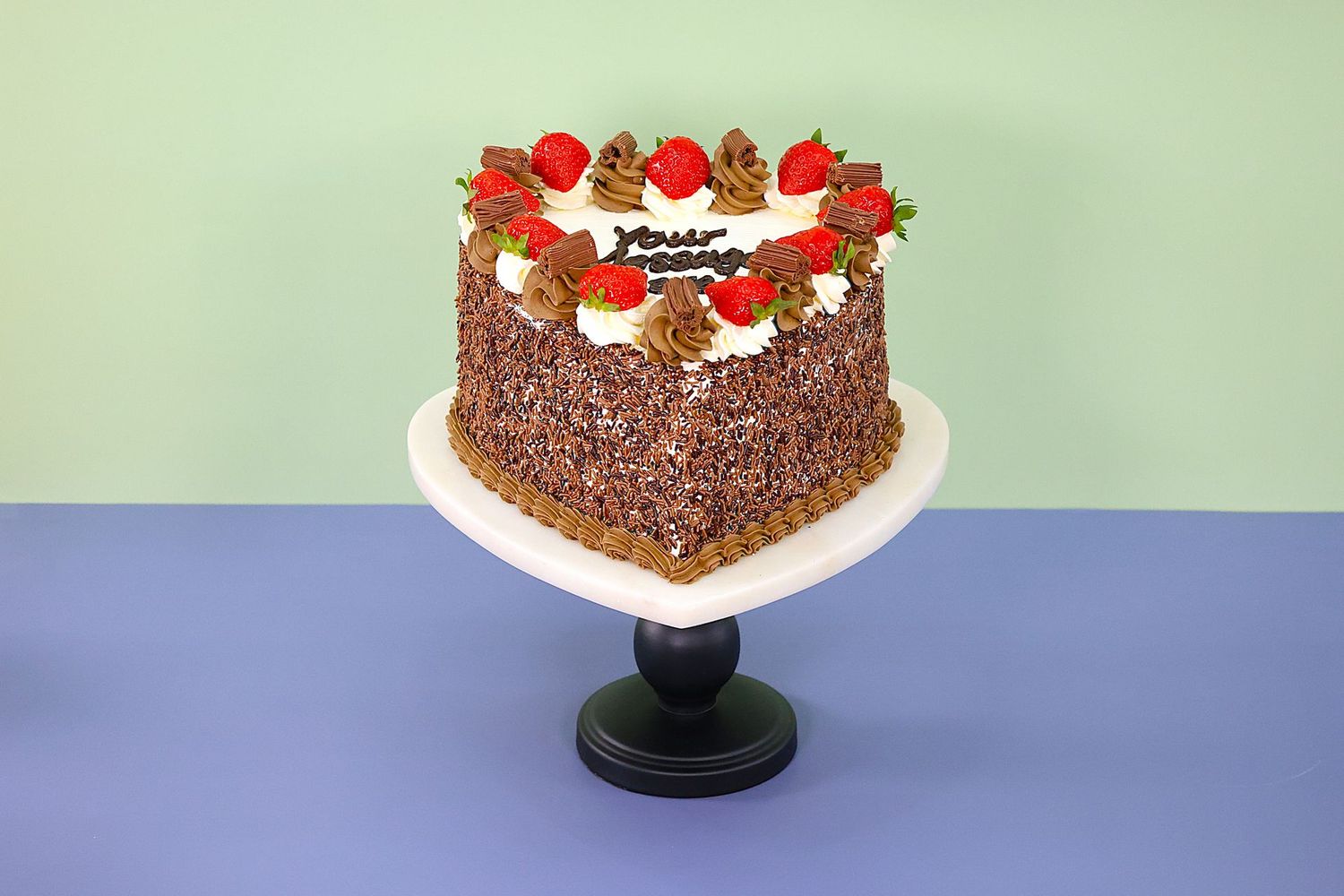 Strawberry | Flake & Sprinkles On Side Heart Celebration Cake