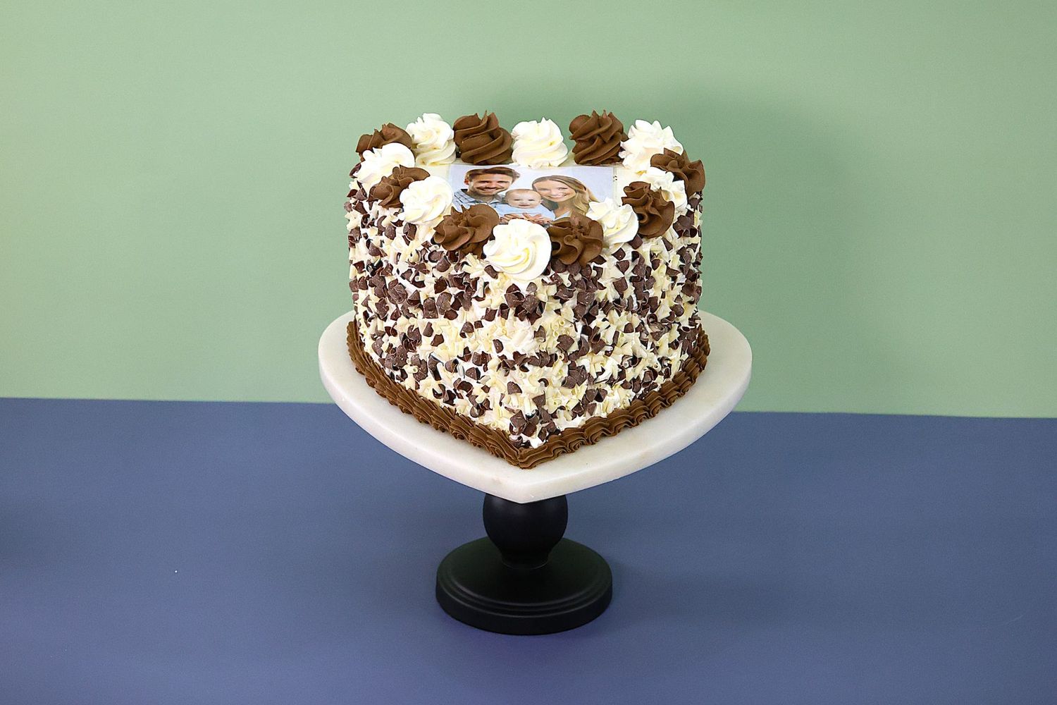 Chocolate Theme Heart Photo Cake
