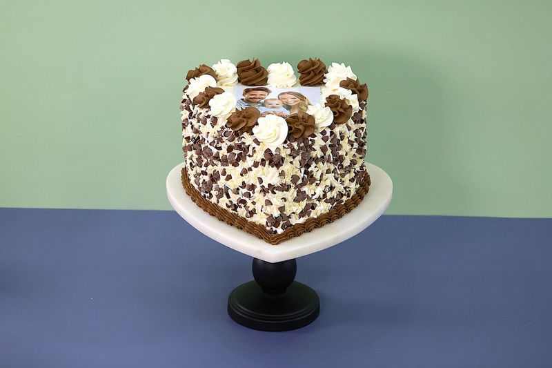 Chocolate Theme Heart Photo Cake
