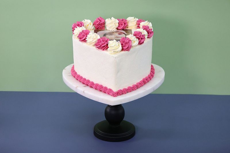Colour Theme Heart Photo Cake