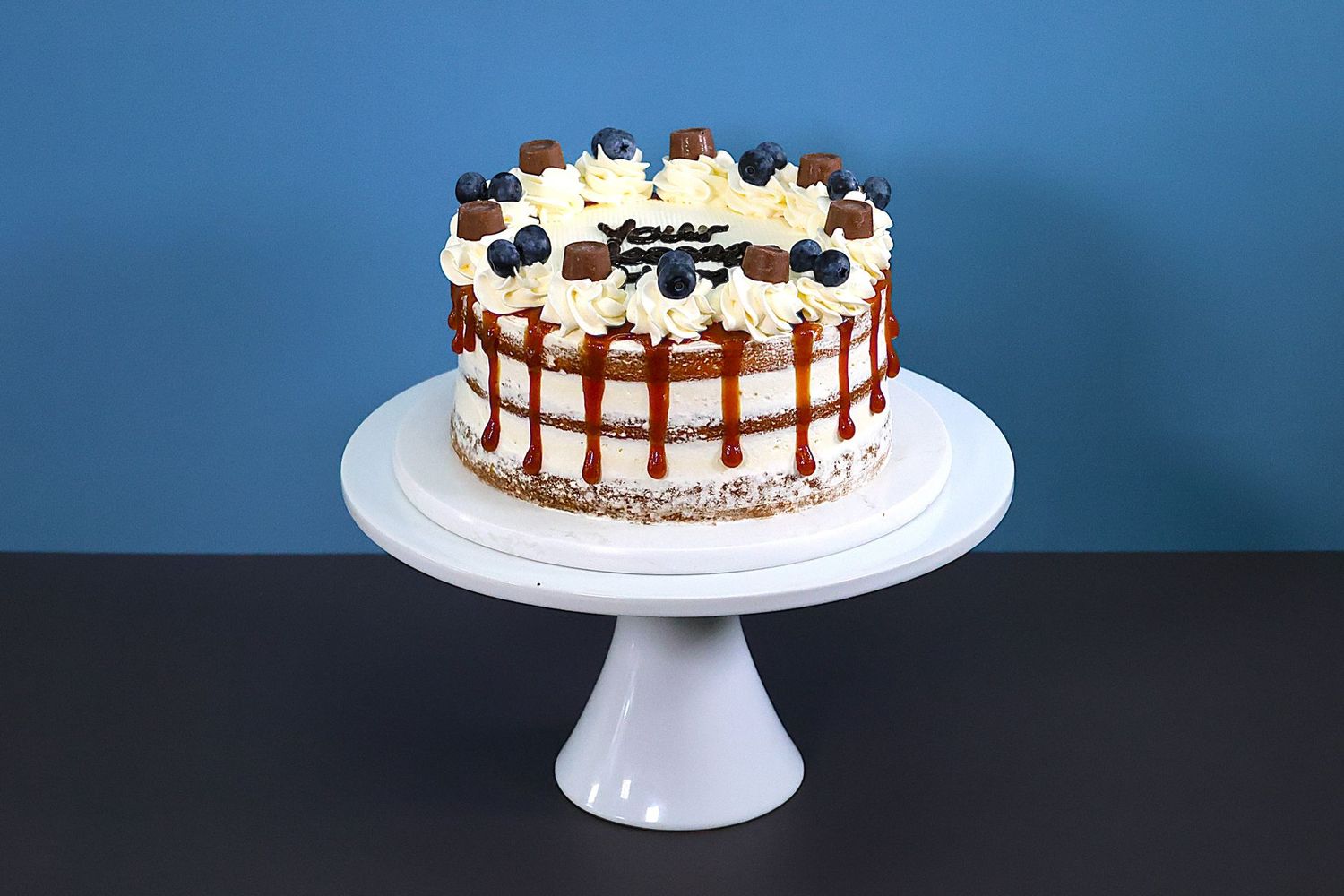 Caramel Dripping Berries Naked Cake