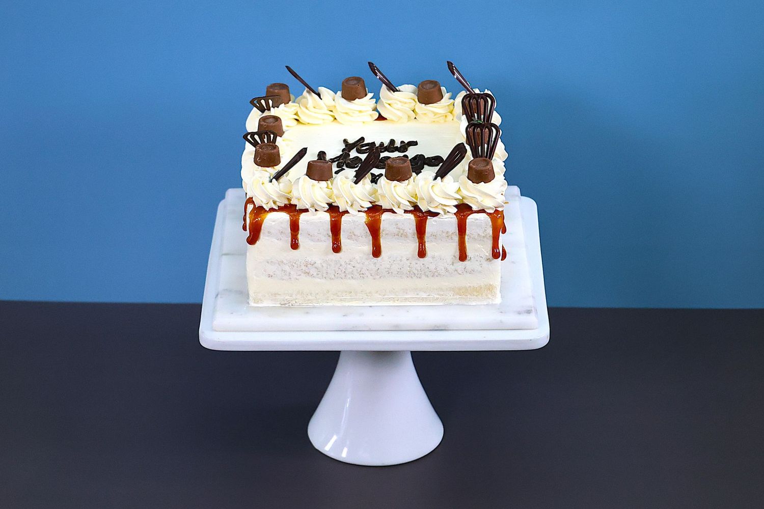 Caramel Dripping With Rolo Naked Cake