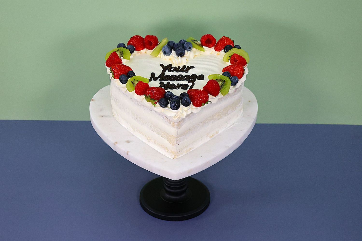 Full Fruits Naked Heart Cake