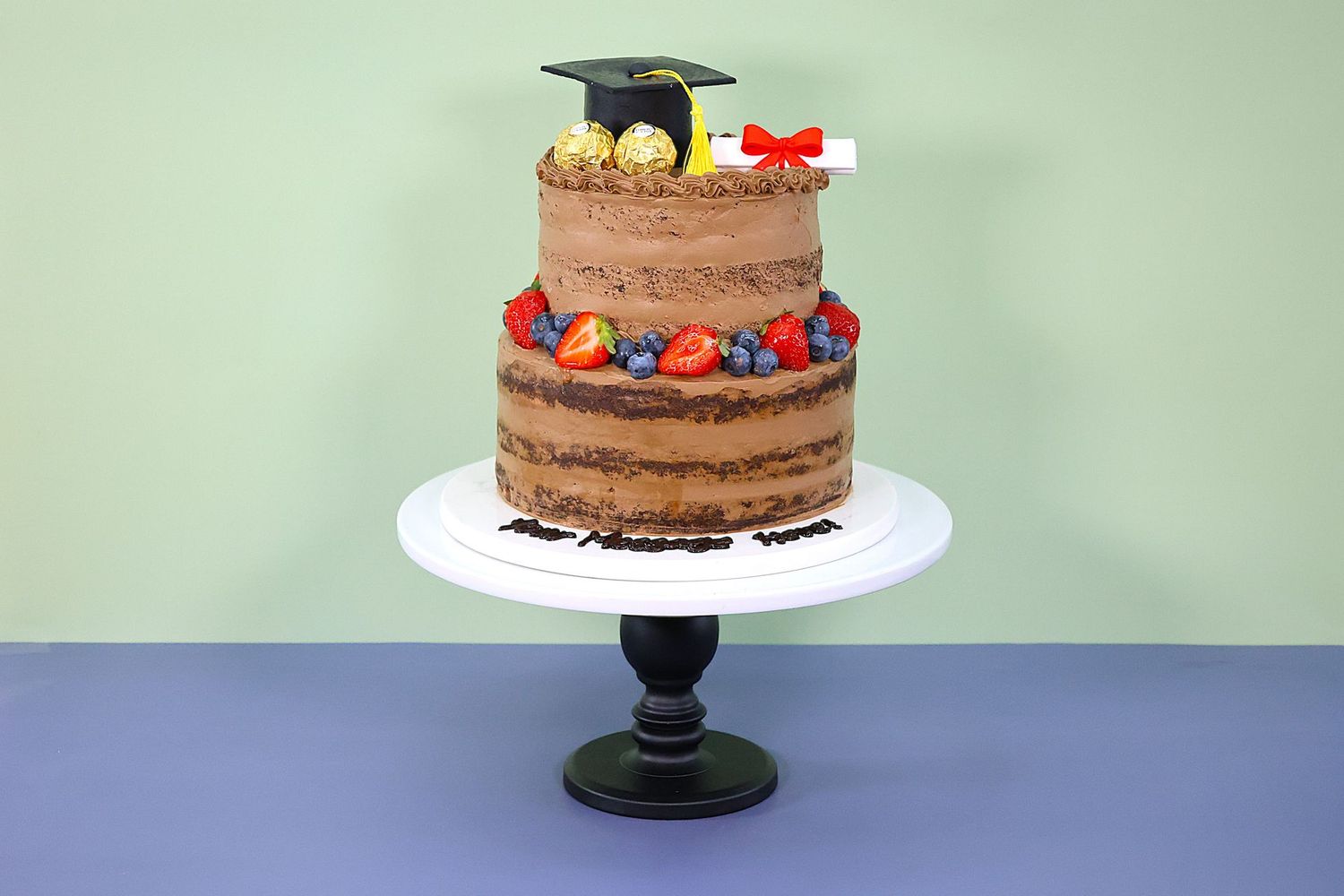 Graduation Topper Two Tier Chocolate Deluxe  Cake