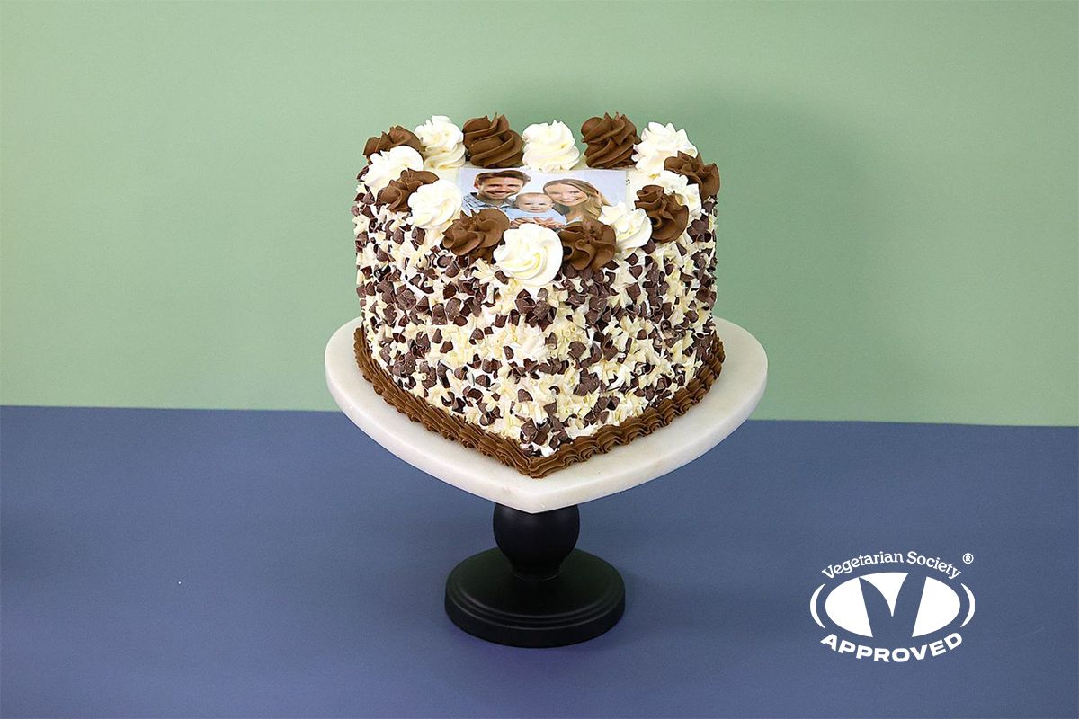 Chocolate Theme Heart Photo Cake
