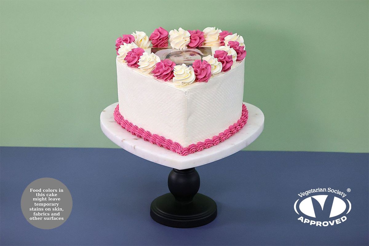 Colour Theme Heart Photo Cake