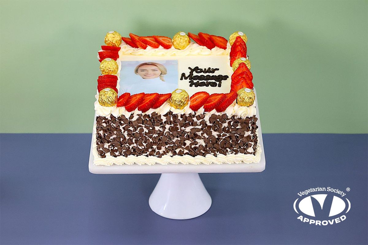 Ferrero & Strawberry Topping Photo Birthday Cake P445
