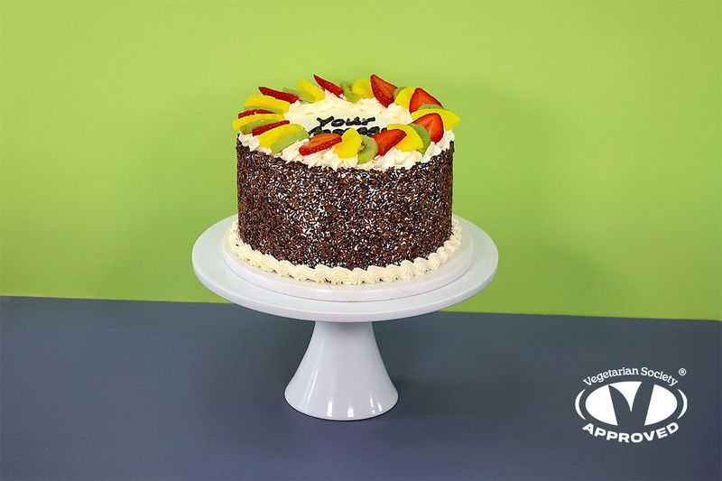 Fresh Fruit With Sprinkle On Side Birthday Cake