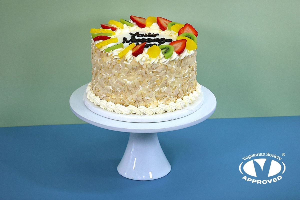 Fresh Fruit With Nuts On Side Birthday Cake