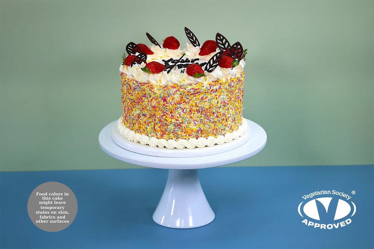 Full Strawberry With Sprinkles On Side Birthday Cake