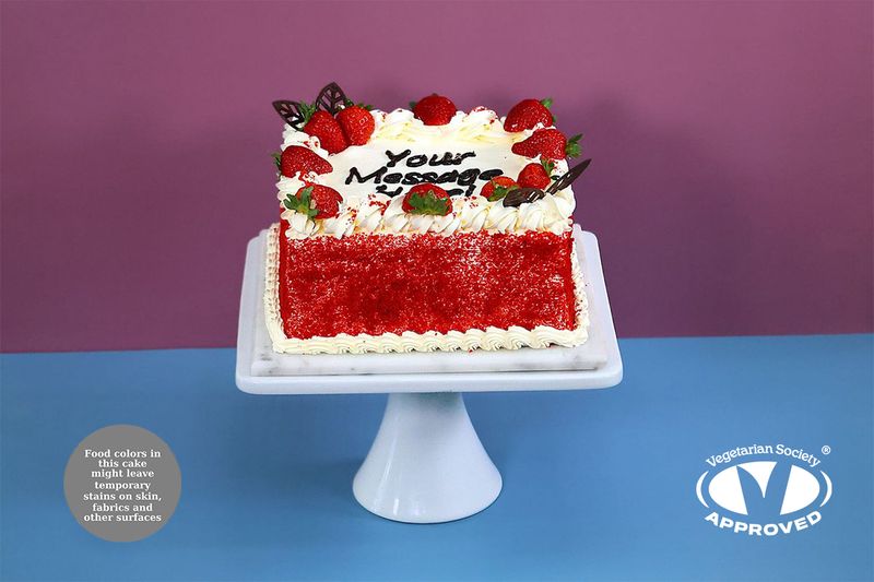 Full Strawberry's With Crumbs  On Side Red velvet Cake RV319