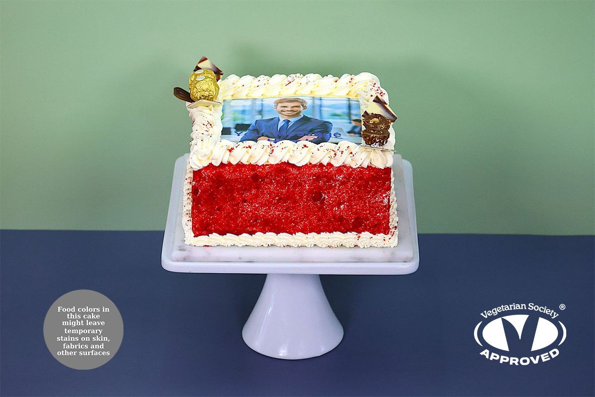 Luxury Ferrero Toppings Red velvet Photo Cake