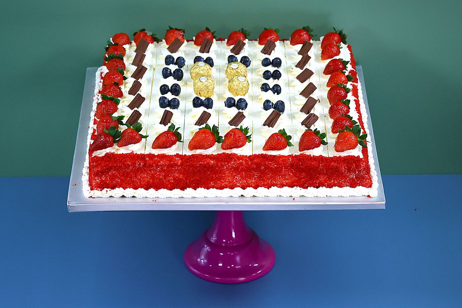 Red Velvet Pre Cut Party Platter Tray Cake