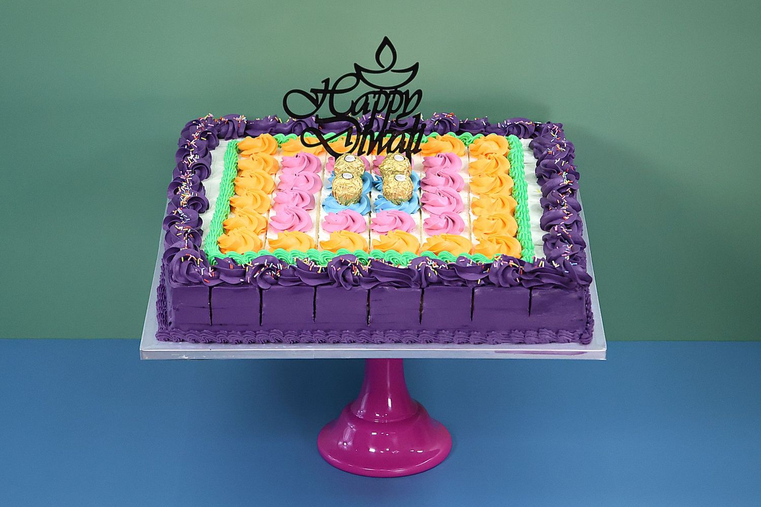 Happy Diwali  Pre Cut Party Platter Tray Cake
