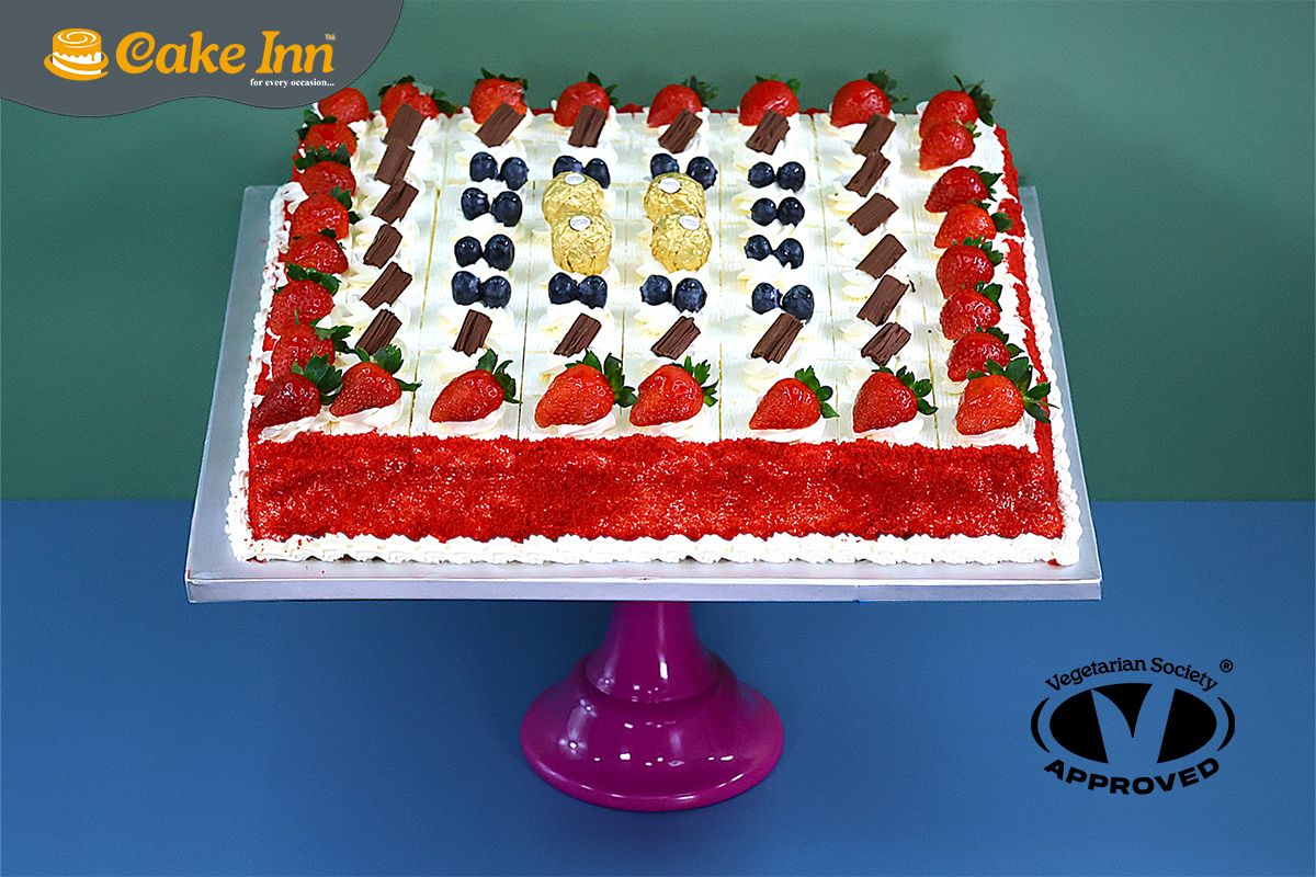 Red Velvet Pre Cut Party Platter Tray Cake Red Velvet Pre Cut Party Platter Tray Cake