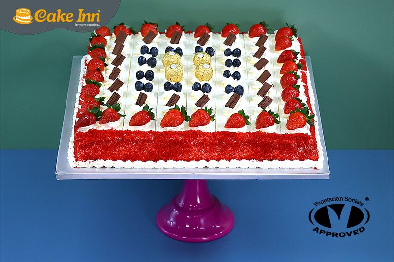 Red Velvet Pre Cut Party Platter Tray Cake