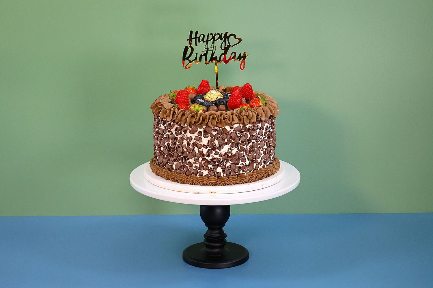 Fully Loaded Chocolate & Fruit Birthday Cake