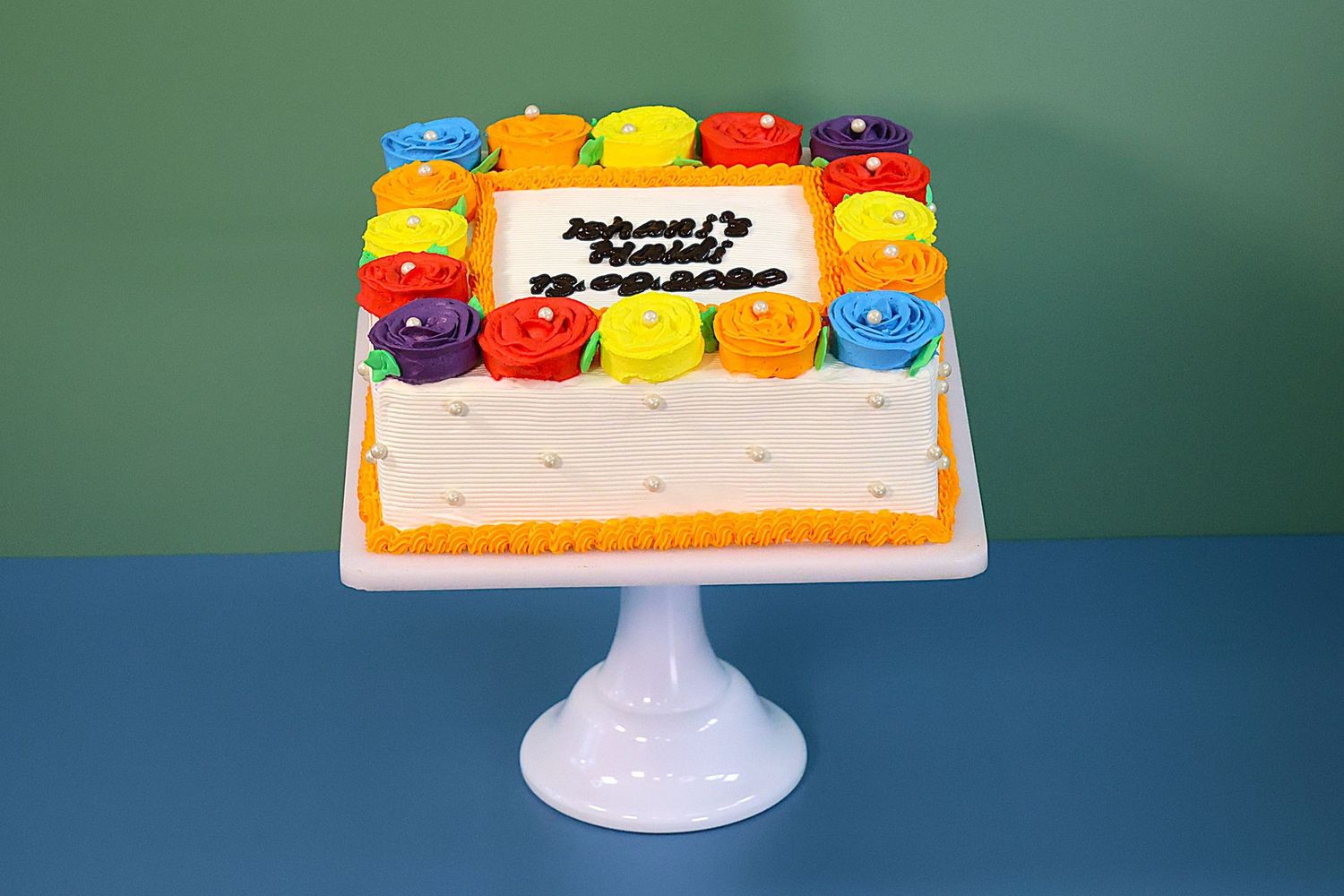 Luxury Colourful Flowers Mehndi Cake
