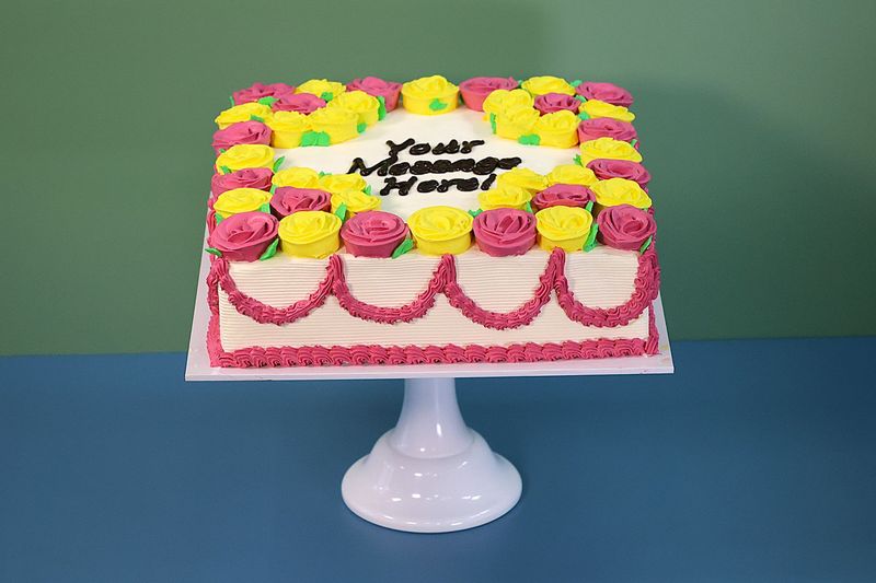 Pink & Yellow Flowers Mehndi Cake