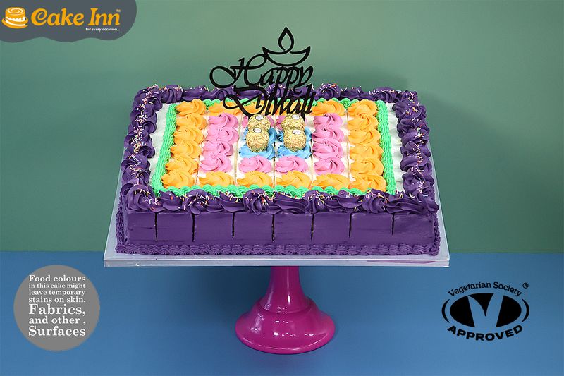 Happy Diwali  Pre Cut Party Platter Tray Cake