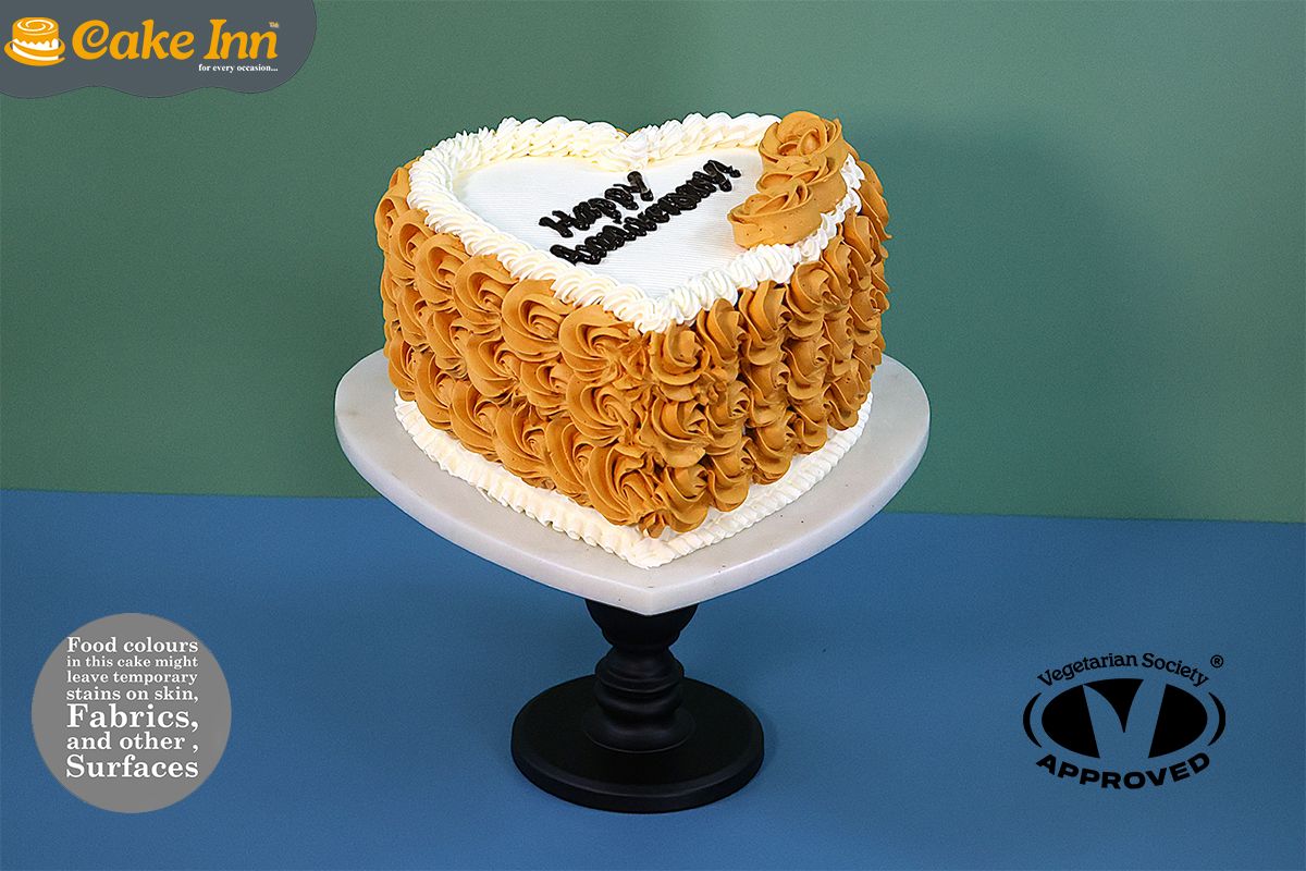Customisable Colour Theme Anniversary Heart Cake