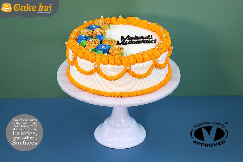 Colourful Flowers Mehndi Cake Colourful Flowers Mehndi Cake