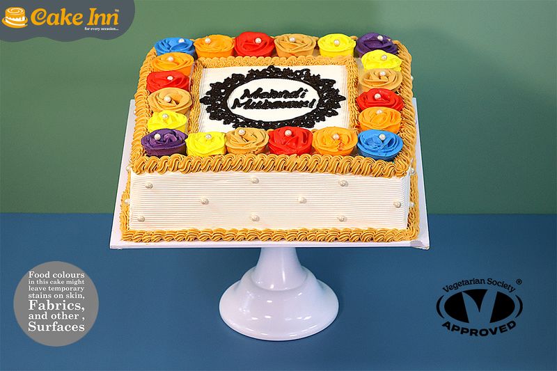 Luxury Colourful Flowers Mehndi Cake Luxury Colourful Flowers Mehndi Cake