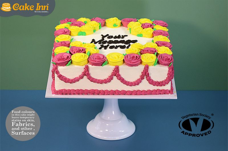 Pink & Yellow Flowers Mehndi Cake Pink & Yellow Flowers Mehndi Cake