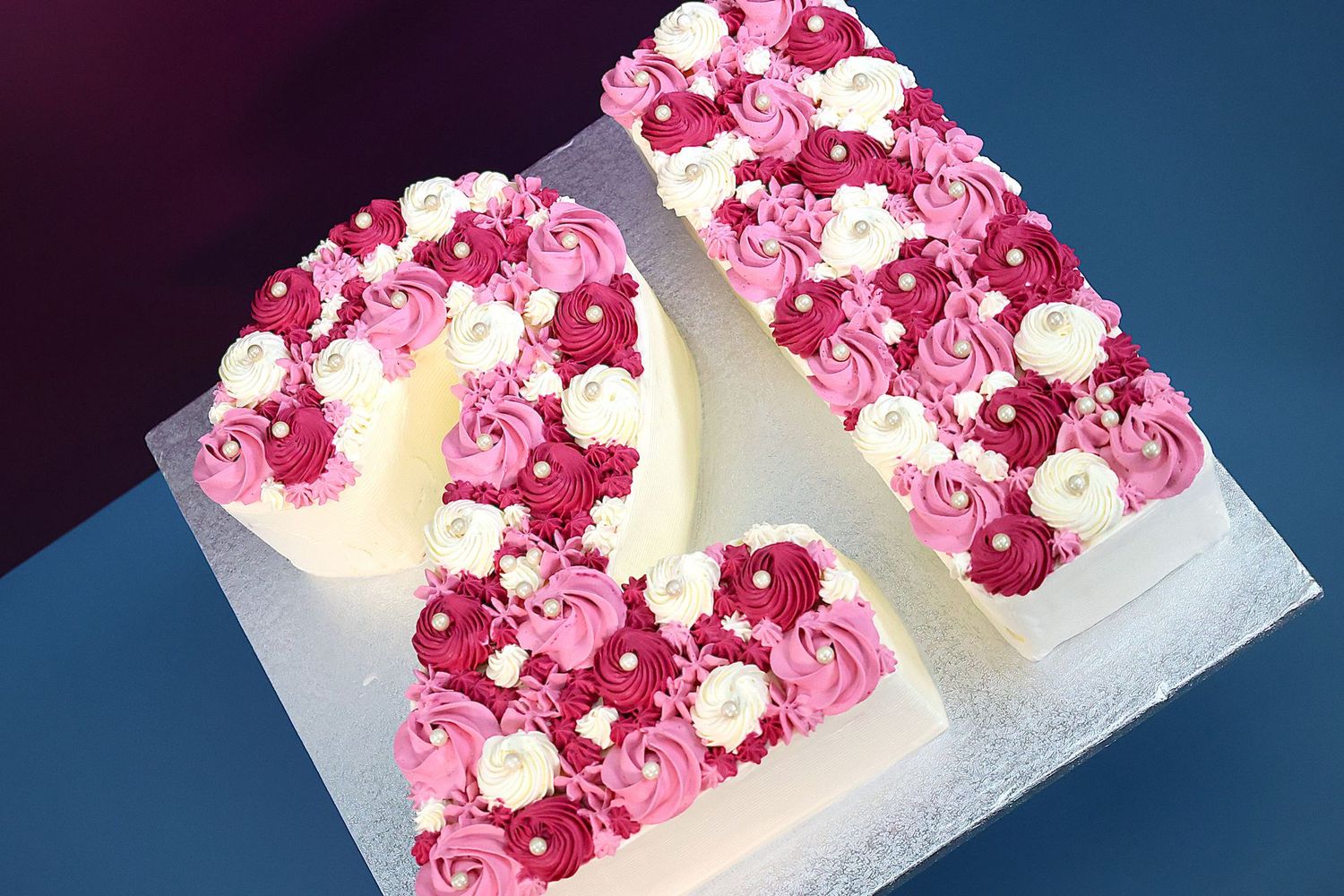 Pink Flowers Number Cake