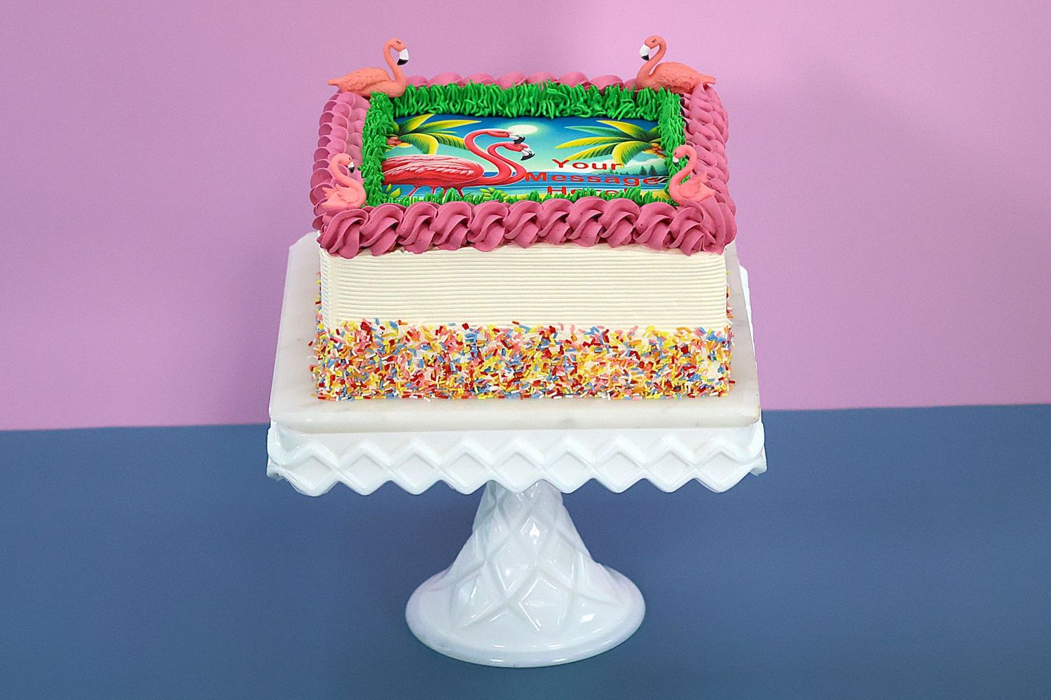 Flamingo Theme Customisable Colour Cake