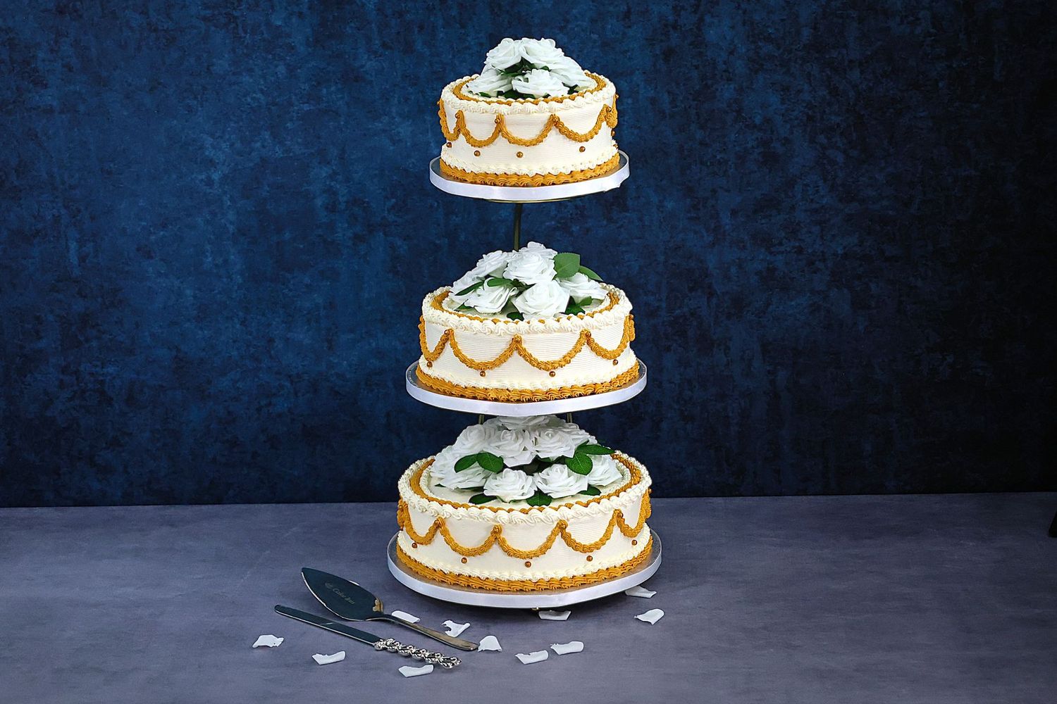 White Flowers 3-Tier Wedding Cake