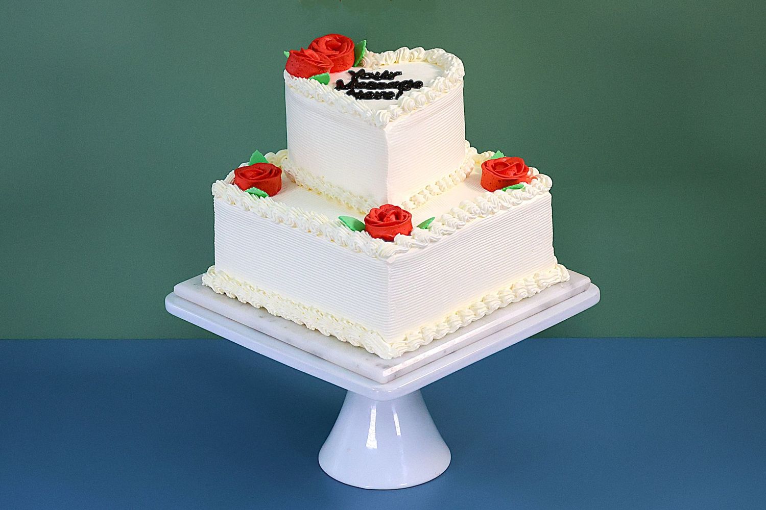 Elegant Wedding  Heart On Top Tier Cake