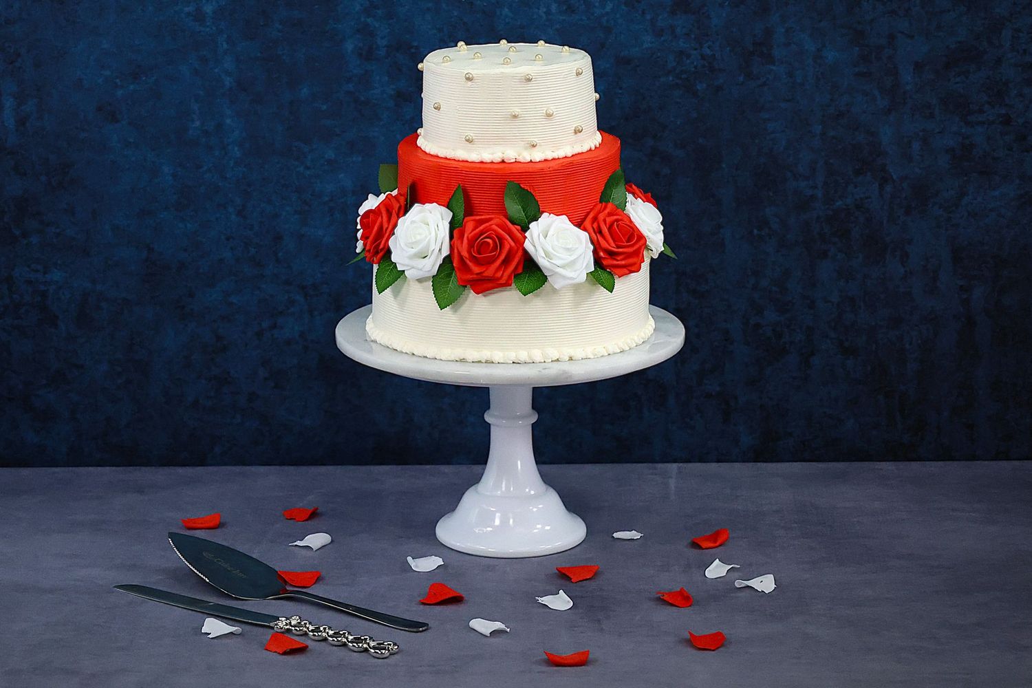 Customisable Flowers Colour Theme 3-Tier Wedding Cake