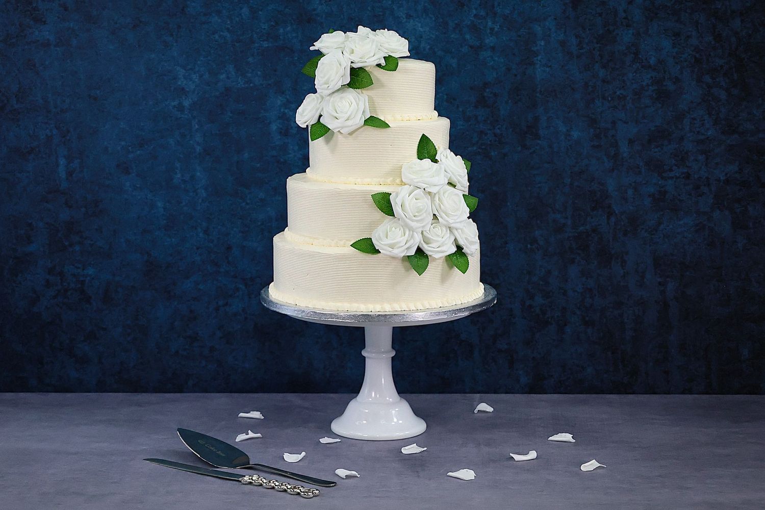 Customisable Flowers Colour Theme 4 -Tier Wedding Cake