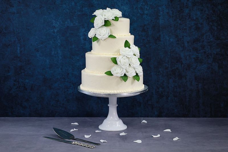 Customisable Flowers Colour Theme 4 -Tier Wedding Cake Customisable Flowers Colour Theme 4 -Tier Wedding Cake