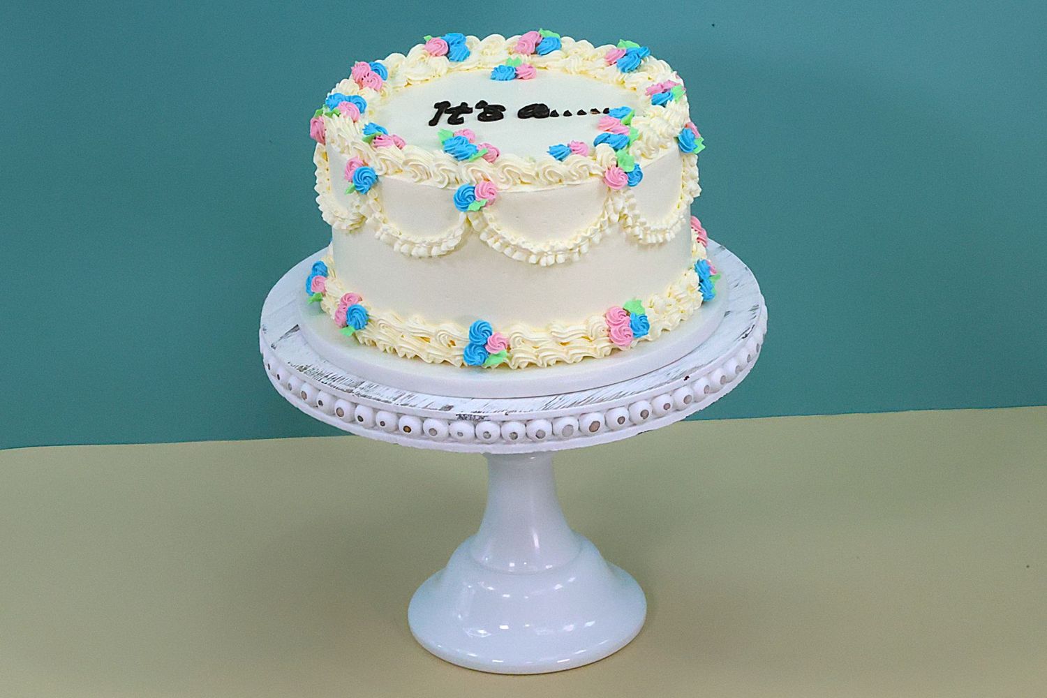 Gender Reveal Baby Shower Vintage Cake