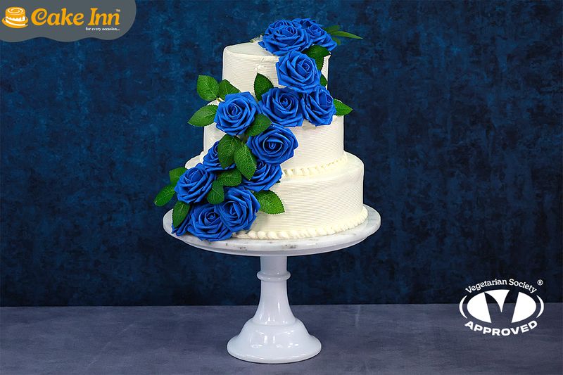 Customisable Flowers Colour Theme 3-Tier Wedding Cake Customisable Flowers Colour Theme 3-Tier Wedding Cake