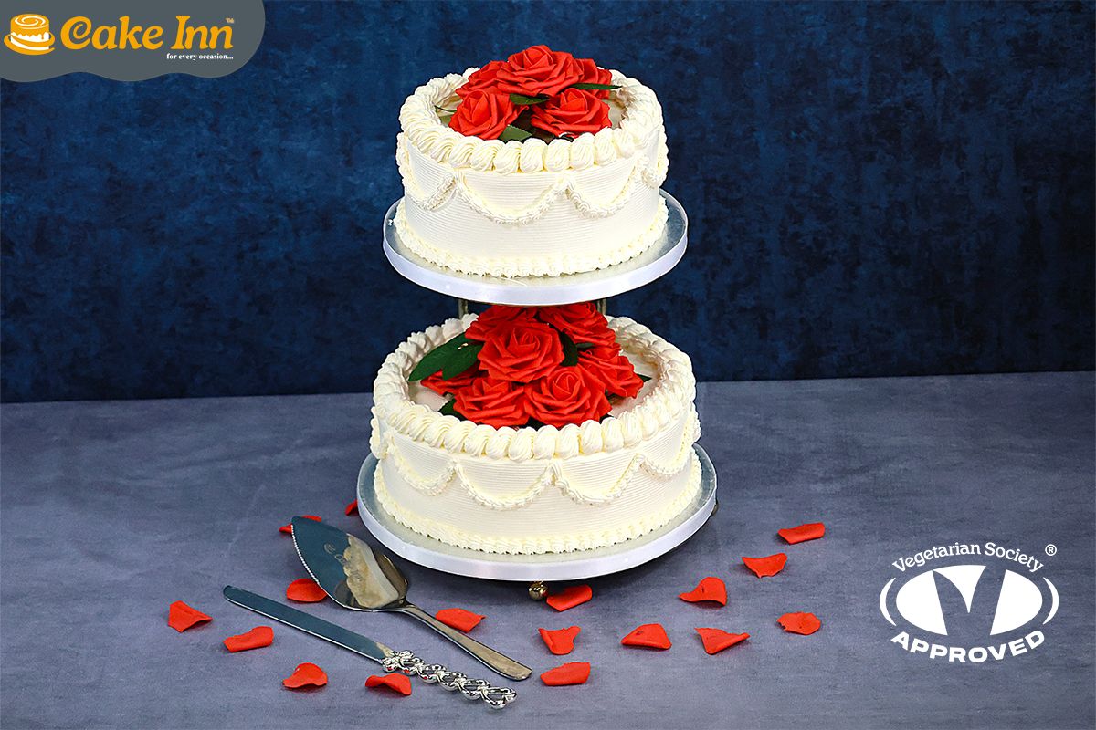 Customisable Flowers Theme 2-Tier Wedding Cake Customisable Flowers Theme 2-Tier Wedding Cake