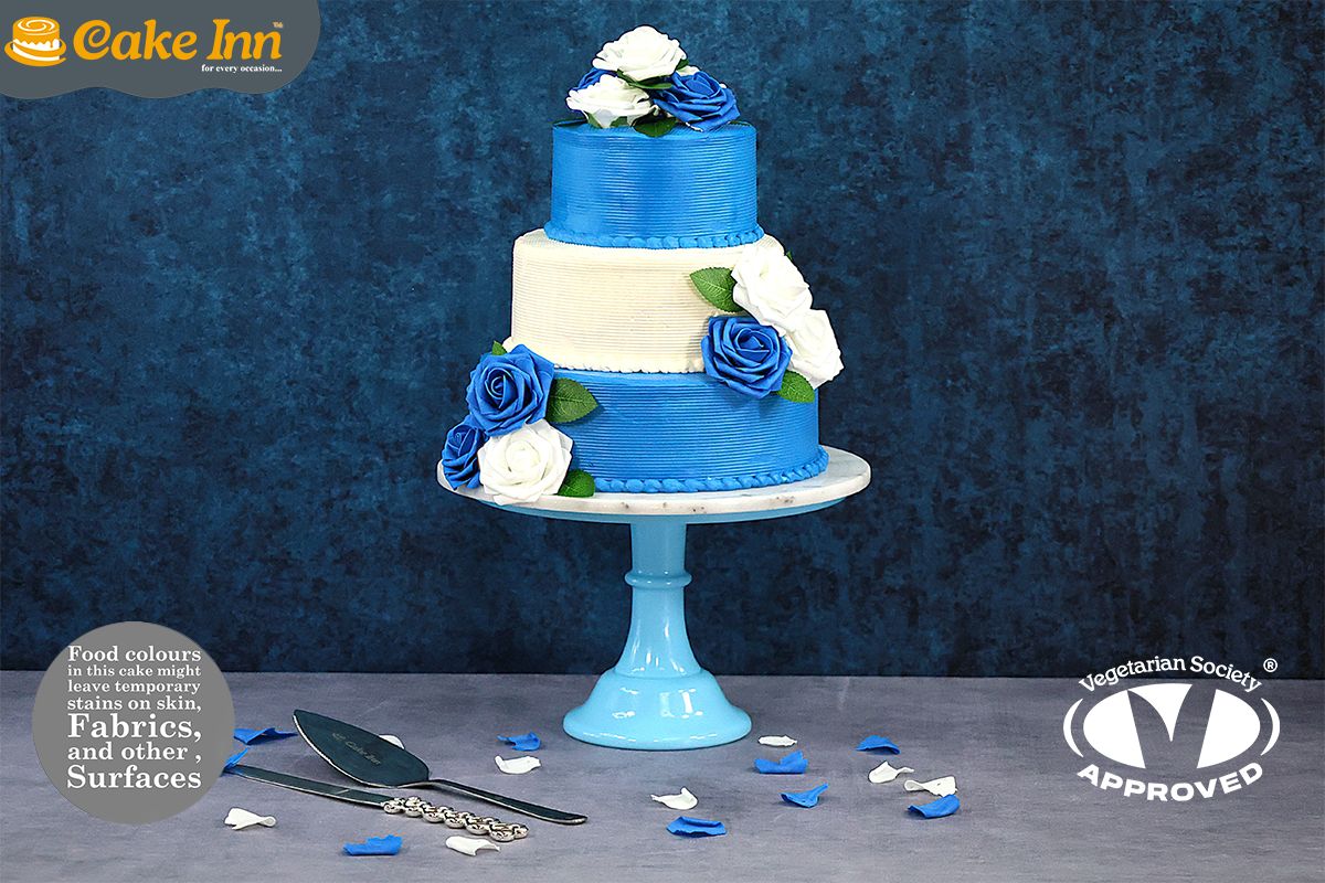 Customisable Flowers Colour Theme 3-Tier Wedding Cake Customisable Flowers Colour Theme 3-Tier Wedding Cake