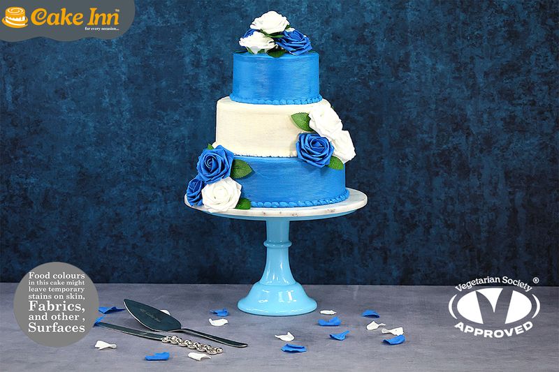 Customisable Flowers Colour Theme 3-Tier Wedding Cake Customisable Flowers Colour Theme 3-Tier Wedding Cake