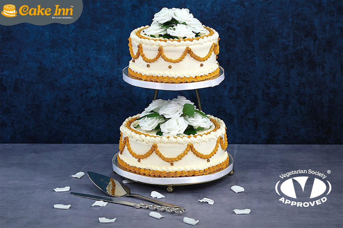 Customisable Flowers Theme 2-Tier Wedding Cake Customisable Flowers Theme 2-Tier Wedding Cake