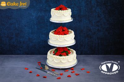 Customisable Flowers Theme 3-Tier Wedding Cake Customisable Flowers Theme 3-Tier Wedding Cake