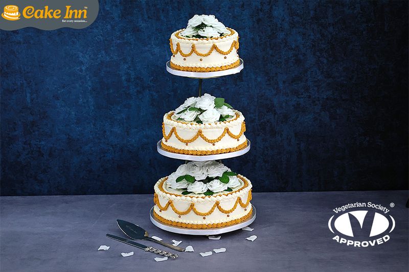 Customisable Flowers Theme 3-Tier Wedding Cake Customisable Flowers Theme 3-Tier Wedding Cake