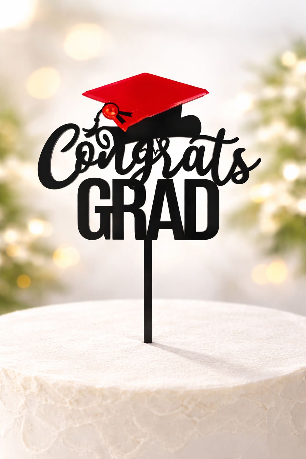 Black “Congrats Grad” Cake Topper